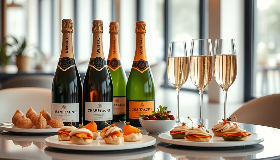 Elegant champagne and appetizers setting at South Beach Wine and Food Festival, showcasing fine dining.