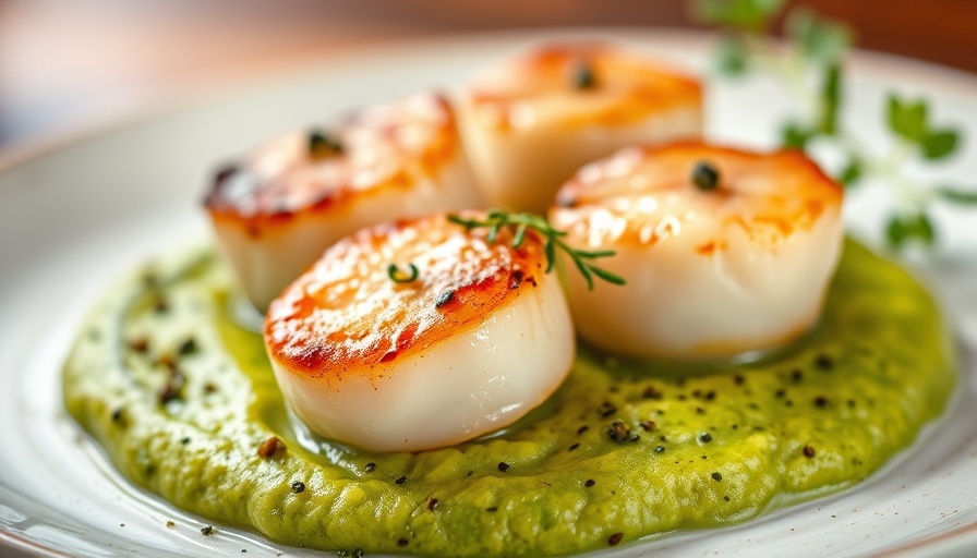 Super fresh seafood dish in Miami with seared scallops.
