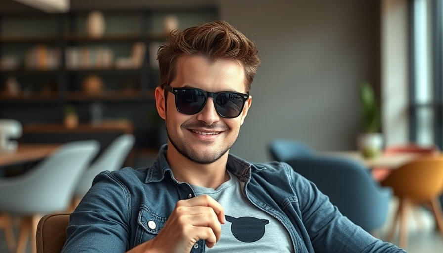Casual man sitting indoors with relaxed expression.