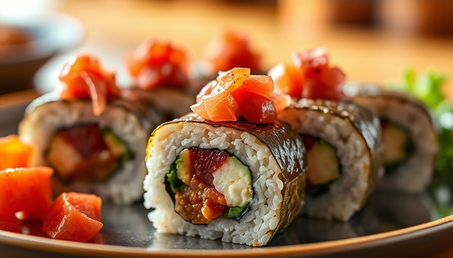 Luciano at Hyde Beach: Sushi rolls topped with tuna tartare.