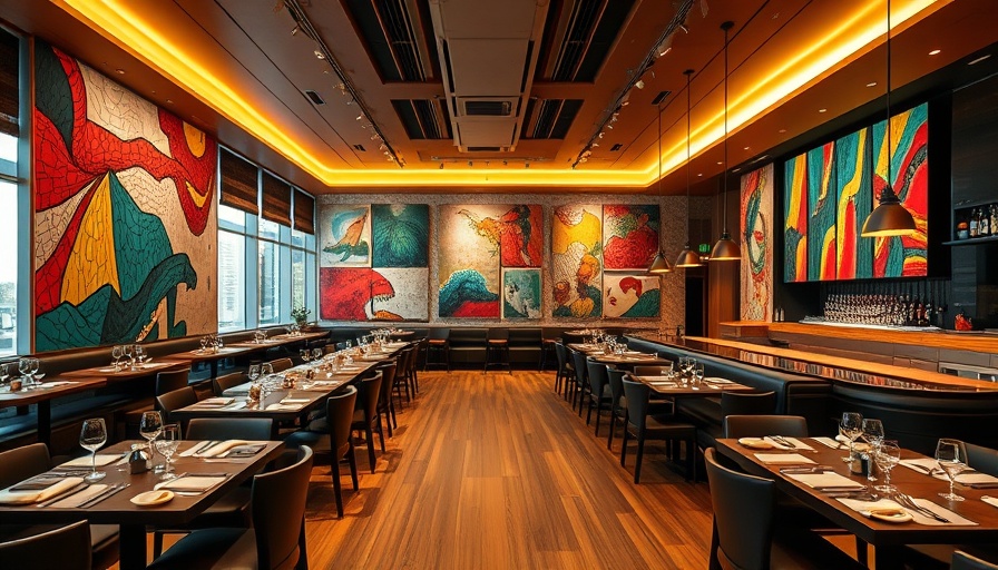 Upscale restaurant in Miami Beach with vibrant artwork