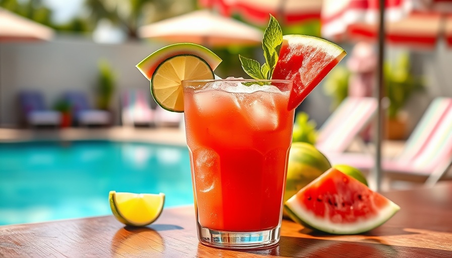 Refreshing watermelon margarita by the pool - Best Margaritas in Miami.