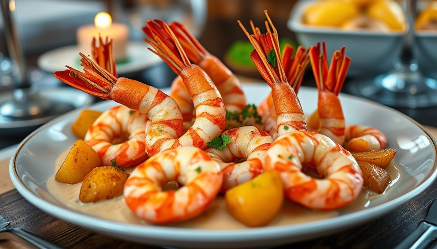 Shrimp dish with rice and potatoes at best restaurants in South Miami.