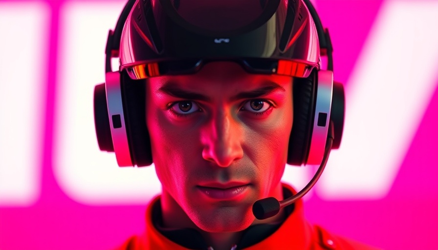 Futuristic athlete representing Fordo debut album with red and black theme.