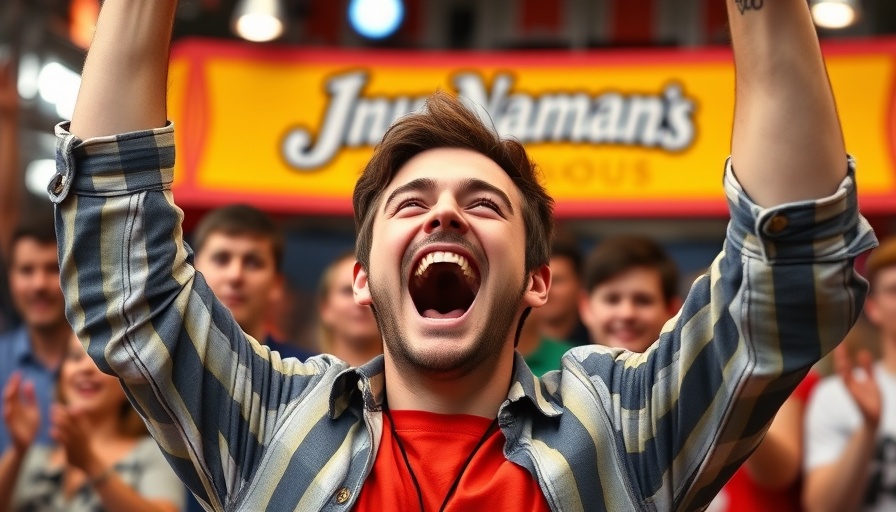 Nathan's Famous hot dog eating contest winner celebration.