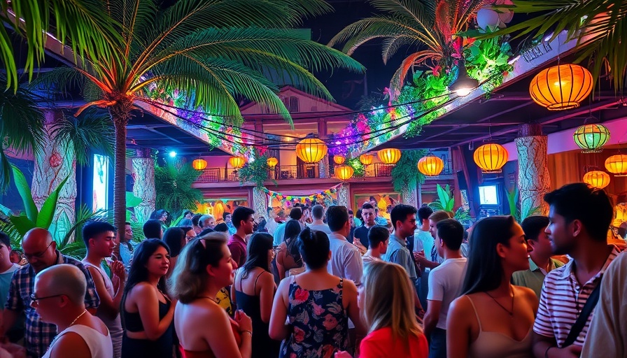 Vibrant nightlife scene at Kiki on the River Sundays with a lively crowd.
