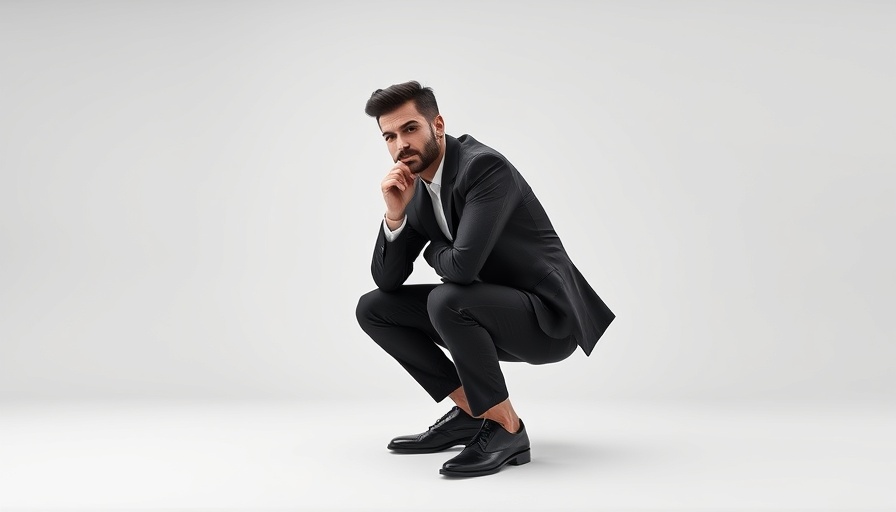 Stylish man crouching in studio, Afrobeats meets rap vibes.