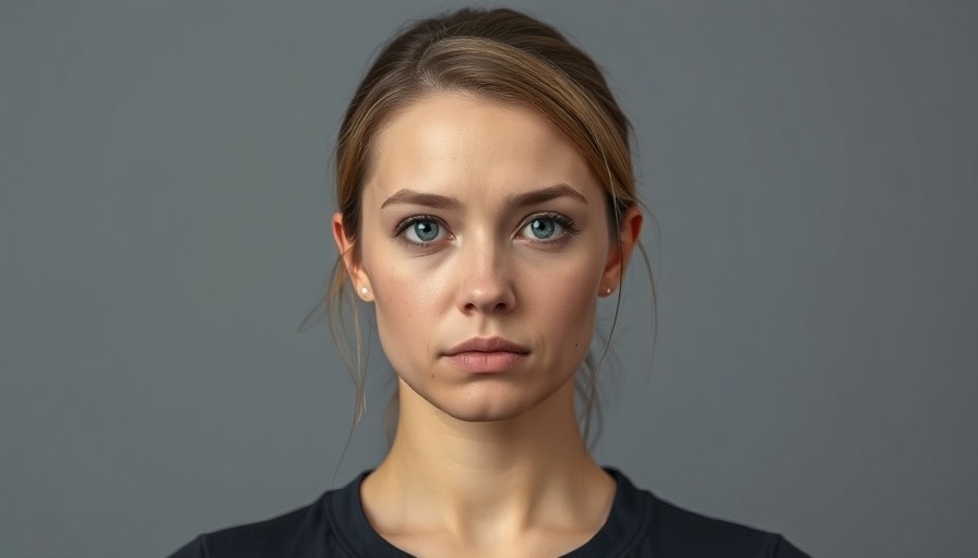 Serious woman facing forward with neutral expression against gray background.