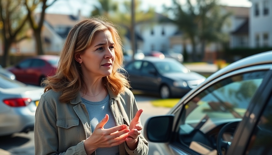 Concerned woman in Tamarac discusses vehicle theft recovery.