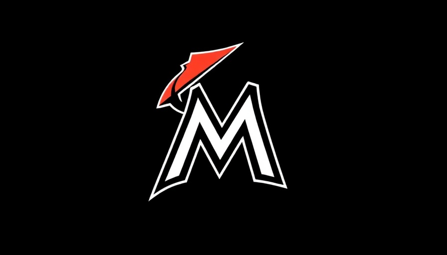 Miami Marlins logo on black background, team victory.