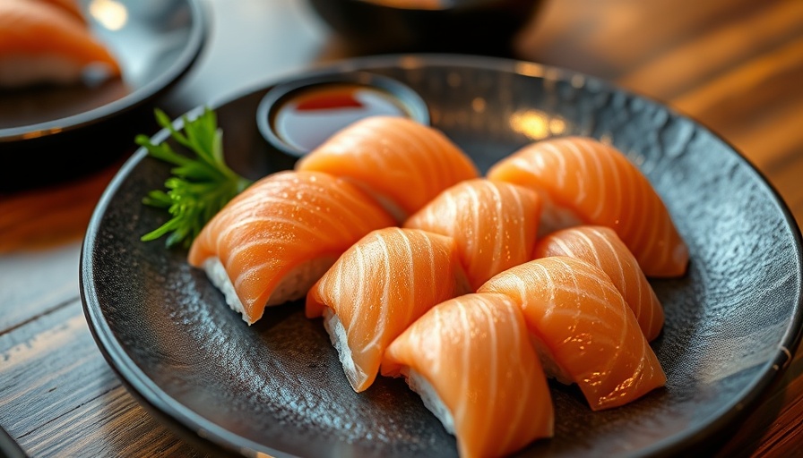 Elegant salmon nigiri in top Miami date spot.