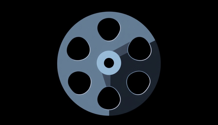 Film reel icon, minimalistic design, black and blue