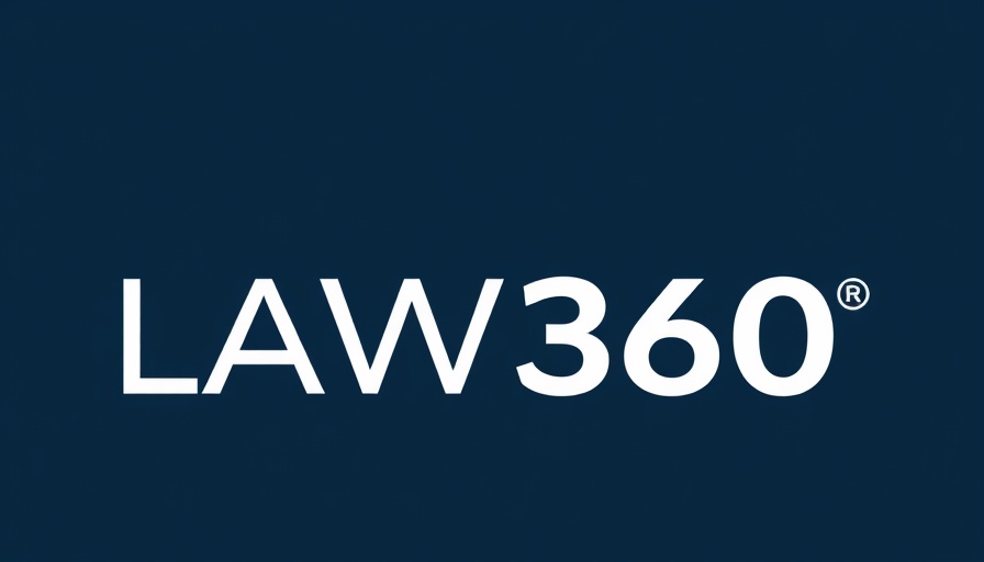 Law firm logo on a blue background.