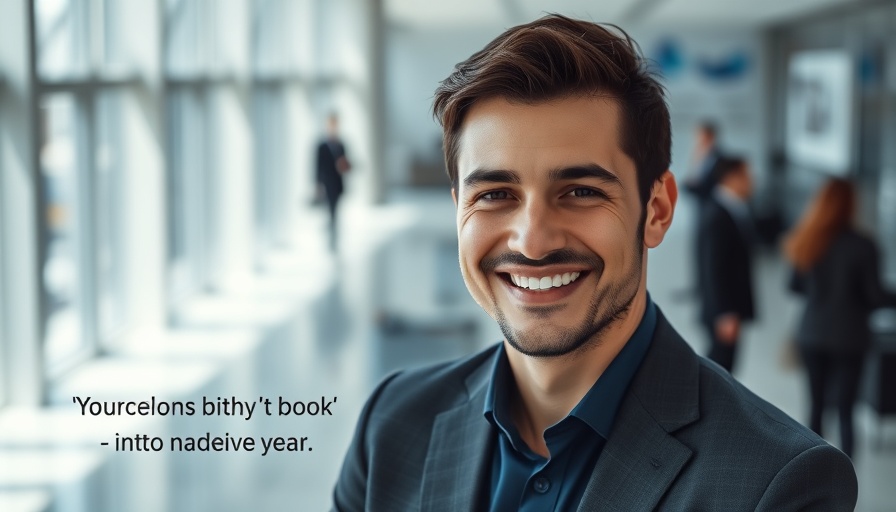 Professional in modern office with motivational quote on consistency.