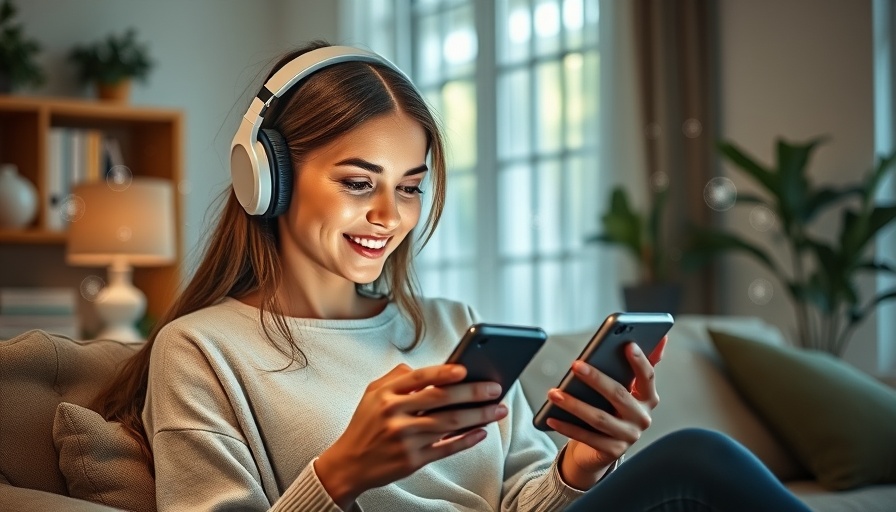 AI-powered tools in workplace transformation, woman using smartphone.