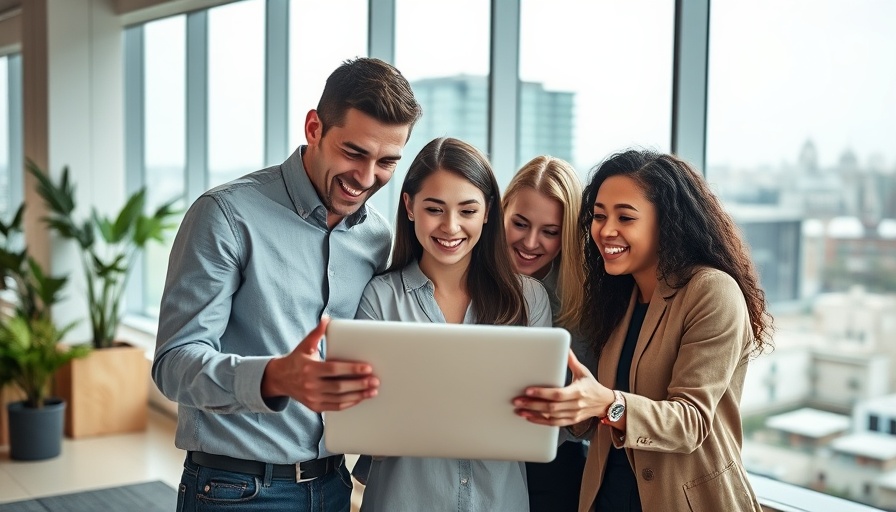 Young professionals collaborating on AI startup funding in modern office.