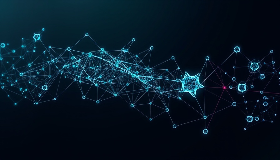Abstract deep-learning exchange-correlation functional illustration, vibrant lines and shapes.