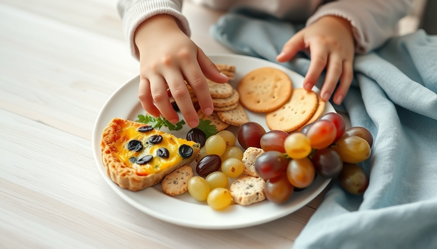 Hands selecting food items for picky eater solutions on a white plate.