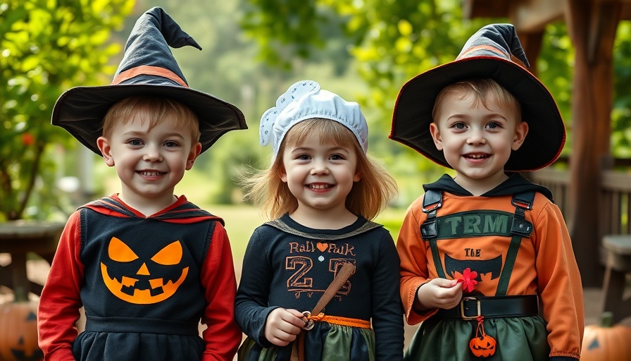 Children in costumes enjoying Halloween outdoors in Omaha.