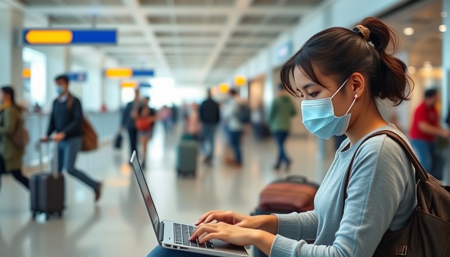 Woman working remotely at airport, illustrating employer obligations to remote workers.