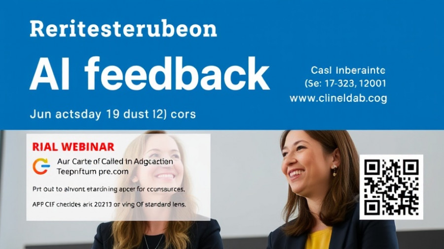 Webinar poster about engaging students with AI-generated feedback, featuring speakers.