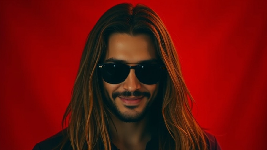 Confident person in sunglasses against a red background, Tomonobu Itagaki legacy.
