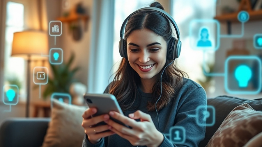 Woman using AI-powered listening tools for employee engagement.