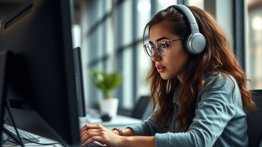 Young female programmer coding, highlighting AI bot traffic impact on Wikipedia.