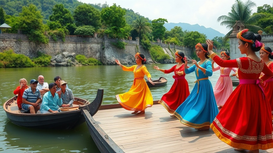 San Antonio outdoor activities: tourists watching a vibrant riverside dance.