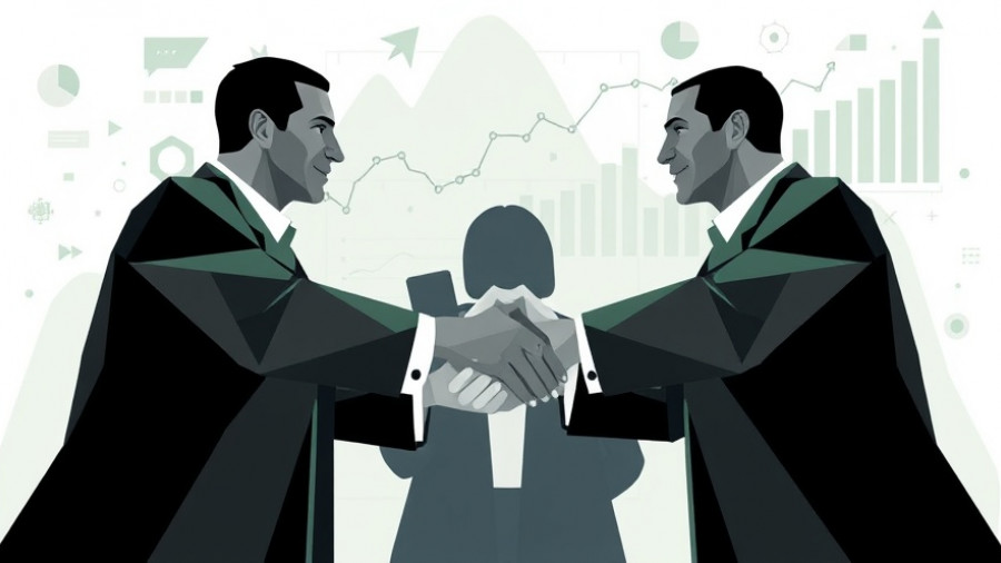 Abstract illustration of hands shaking, symbolizing workplace transformation.