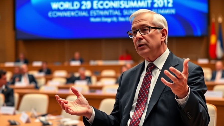 Executive speaking passionately at World Economic Summit on AI startups.