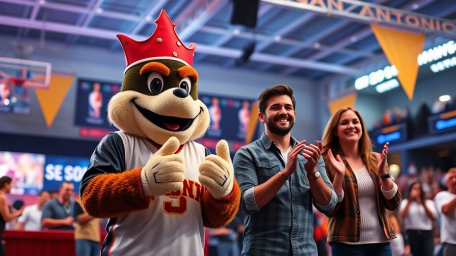 San Antonio arts events mascot and people clapping on stage.