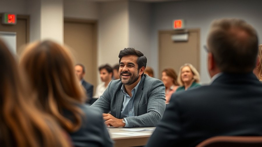 Person engaging with audience in office setting