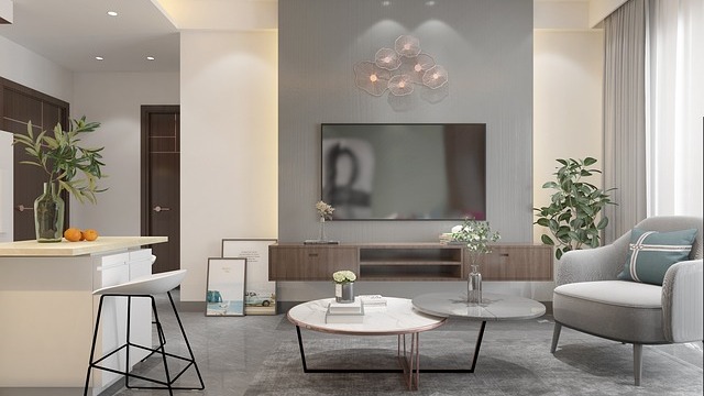 Trendy modern living room in Omaha showcasing current design.