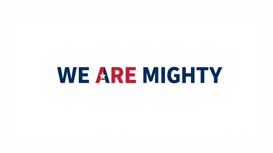 Minimalist logo 'WE ARE MIGHTY' symbolizing Veteran Hero Stories with bold design.