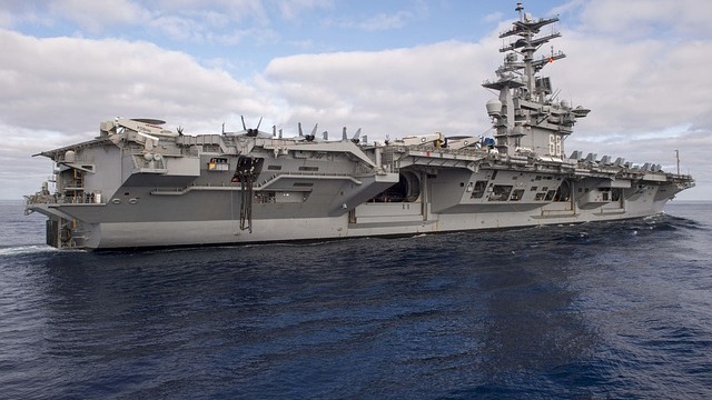 U.S. Navy fleet in formation, illustrating challenges vs. China's naval expansion.
