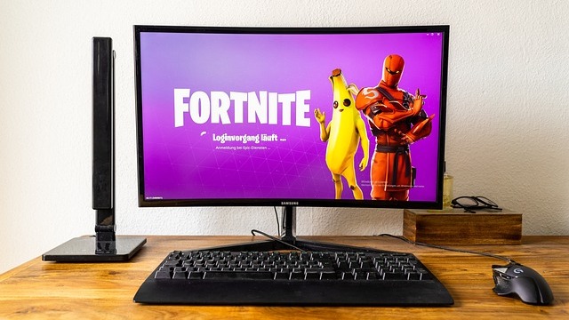 Fortnite high ping solutions depicted by gamer character with blueprint.
