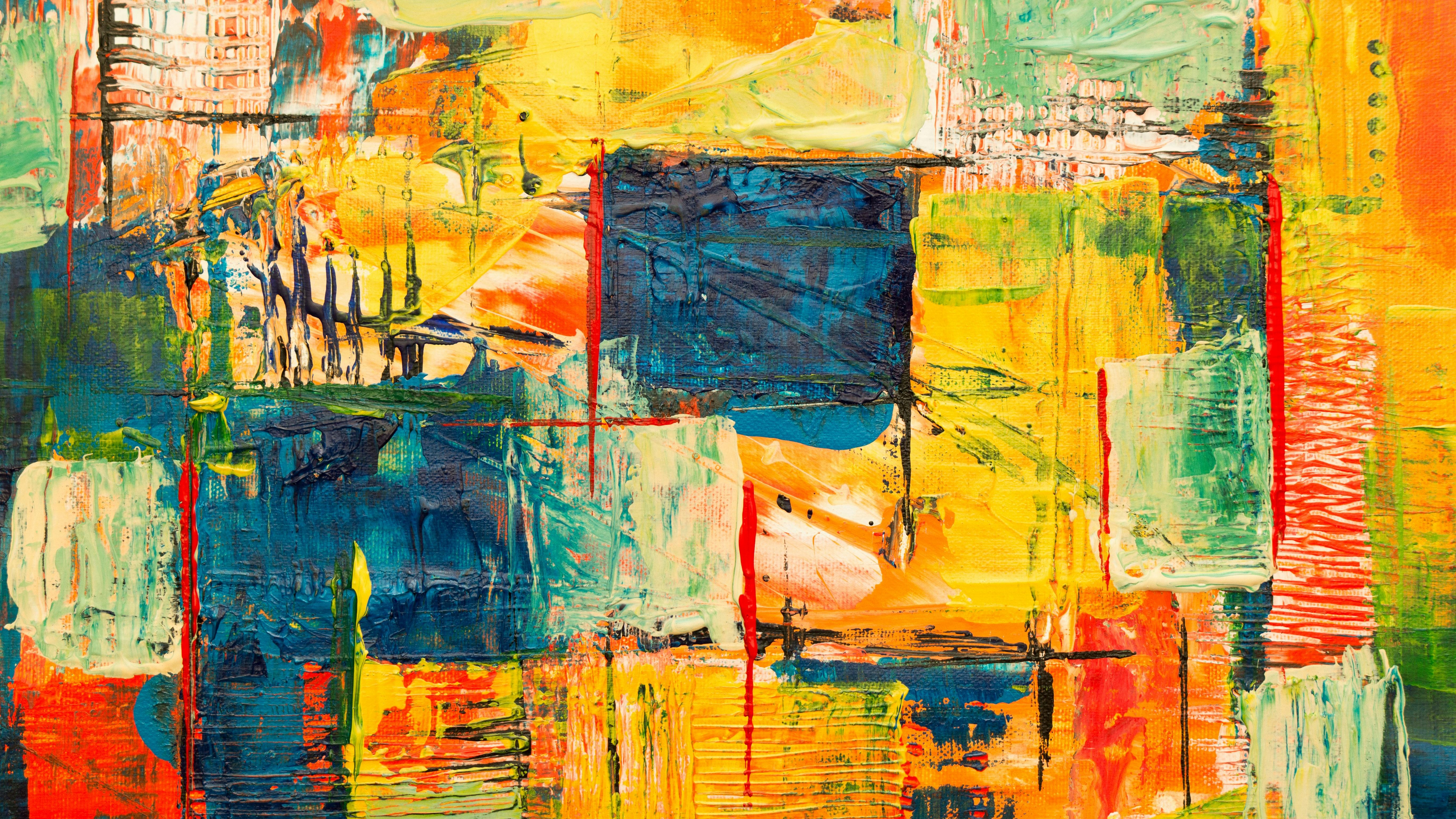 Creative office meeting scene with vibrant abstract elements focusing on creativity in organizations.