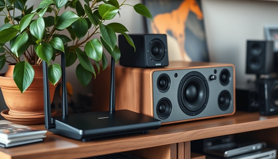 Modern home setup with router on shelf, buying your own router scene.