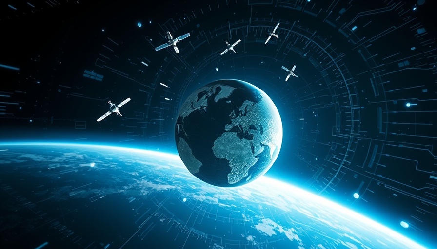 Futuristic digital Earth with orbiting satellites illustrating how satellite internet works