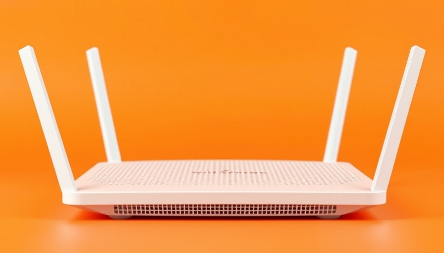White mesh Wi-Fi routers on an orange surface