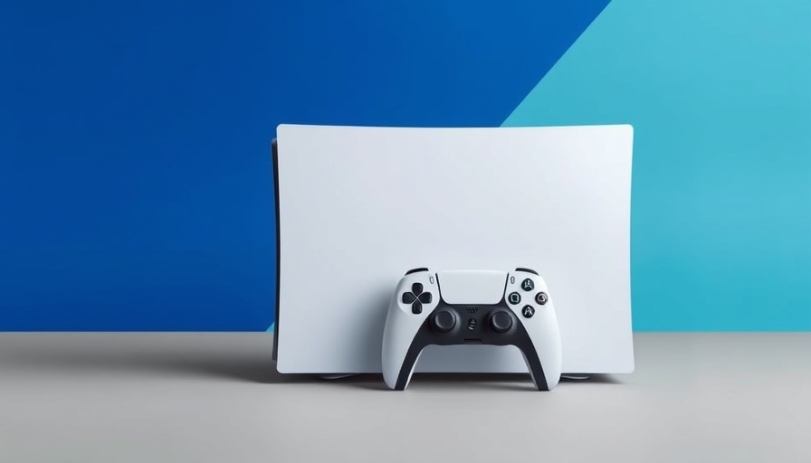 PlayStation 5 console and controller on split background.
