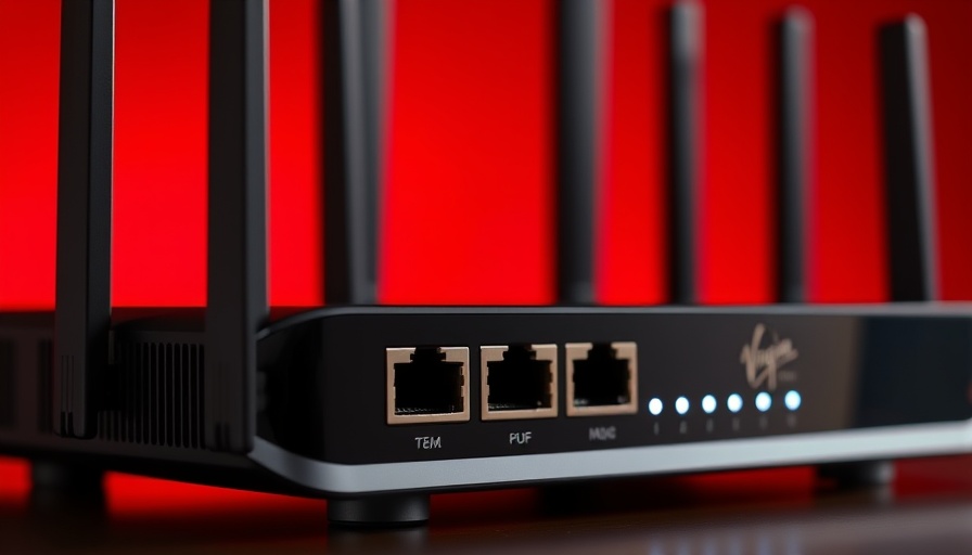Virgin Media router upgrade with modern design against red background.