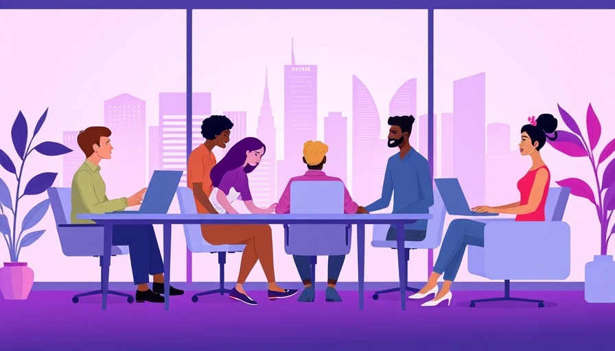 Illustration of UK workplace inclusion with diverse team.