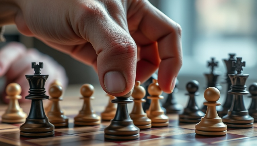 CEO strategy with chess pawns on a networked board.