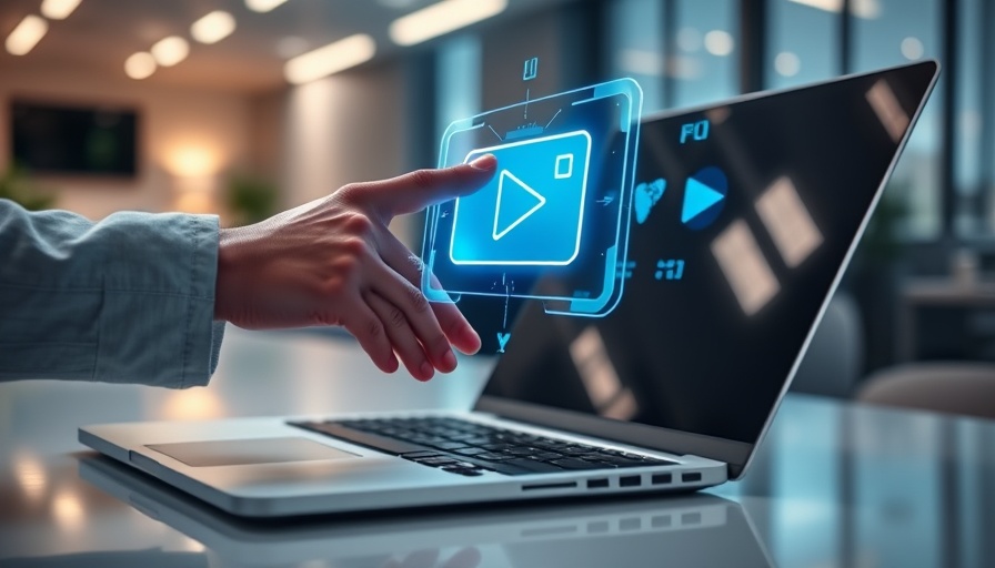 Futuristic interaction with holographic video icon for asynchronous communication