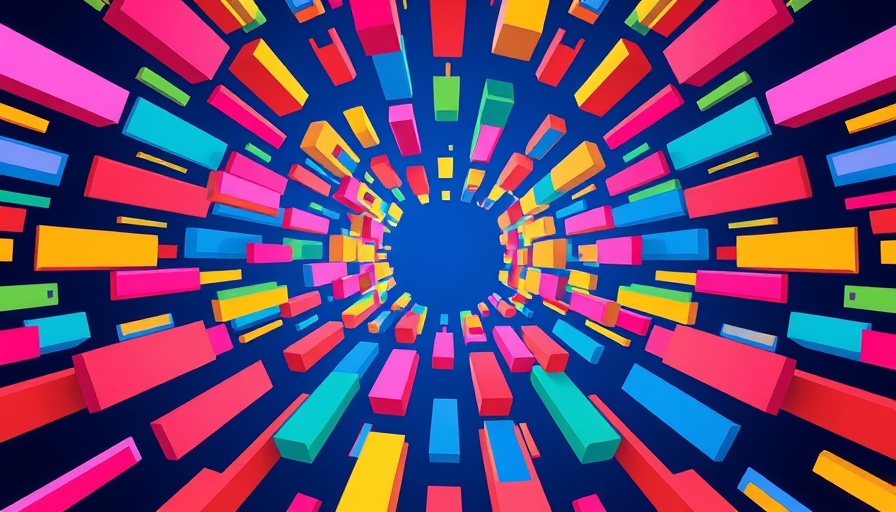AI in the workplace: Vibrant geometric pattern with 3D effect.