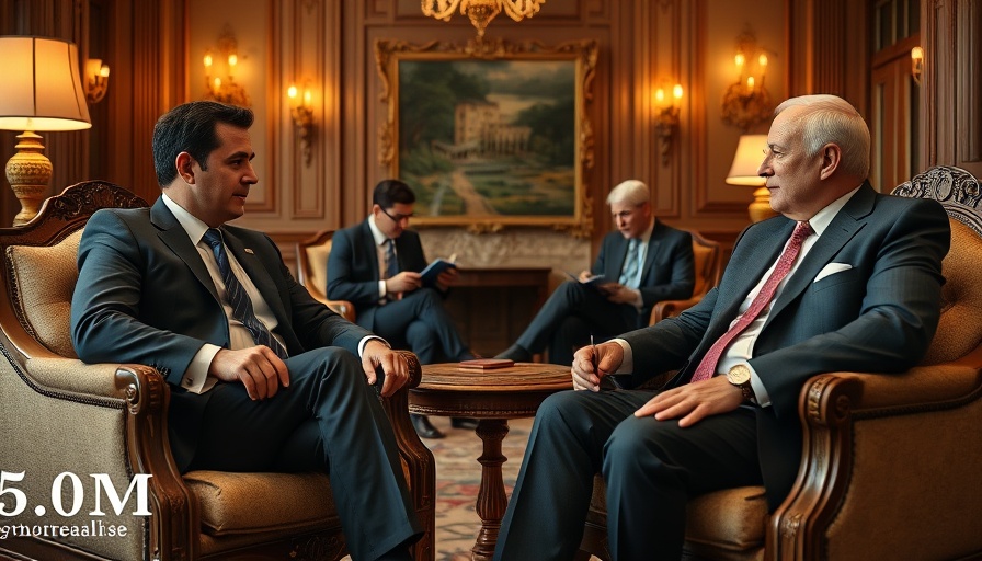 Leaders discussing U.S.-India tariff trade agreement in formal meeting.