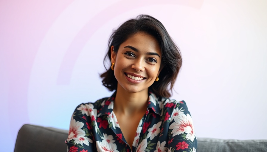 AI-driven admin analytics concept with smiling woman.