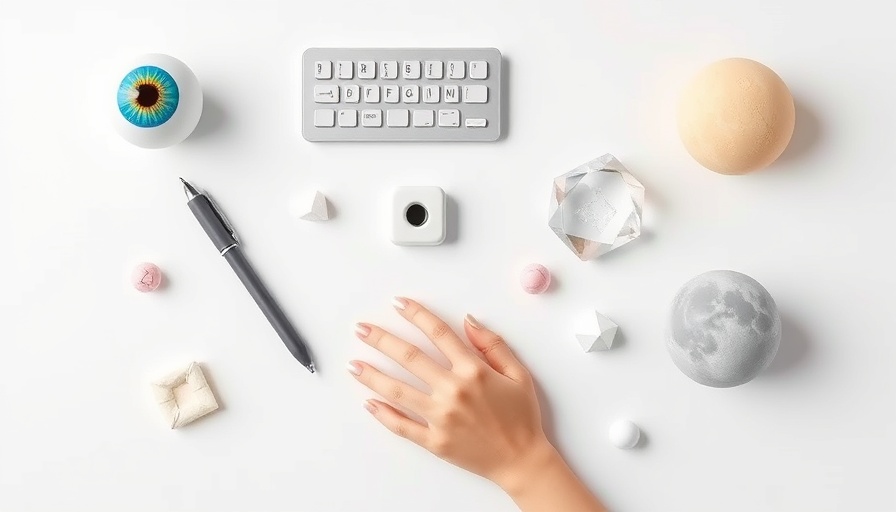 3D objects symbolize AI elements in the workplace.